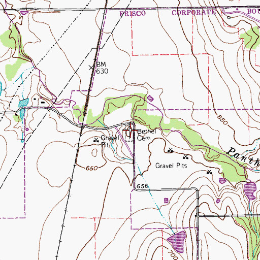 Topographic Map of Bethel Cemetery, TX