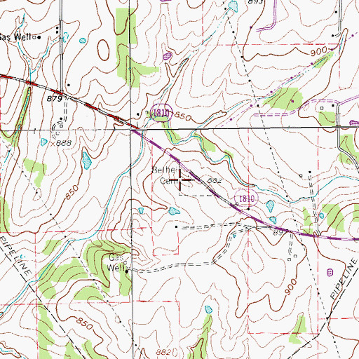 Topographic Map of Bethel Cemetery, TX