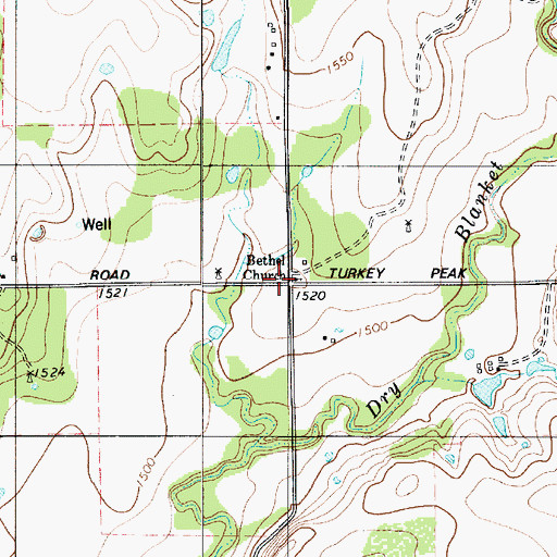 Topographic Map of Bethel Church, TX