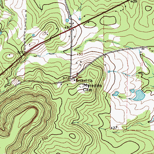 Topographic Map of Bethel Church, TX