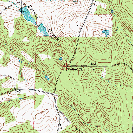 Topographic Map of Bethel Church, TX