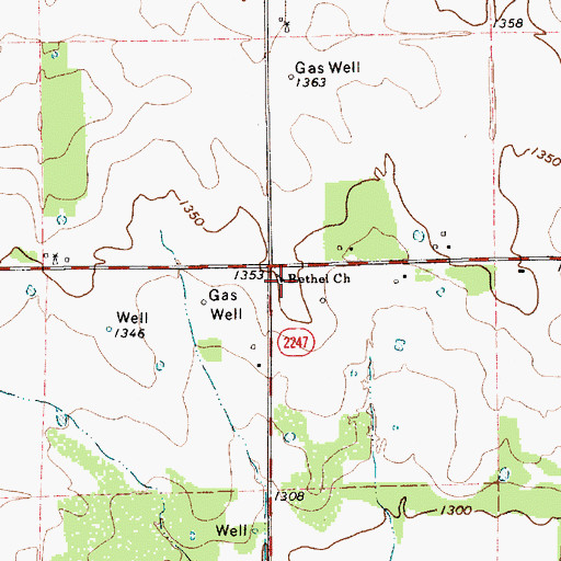 Topographic Map of Bethel Church, TX