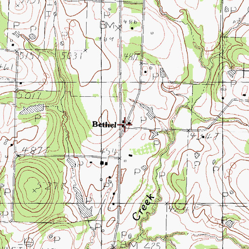 Topographic Map of Bethel Church, TX