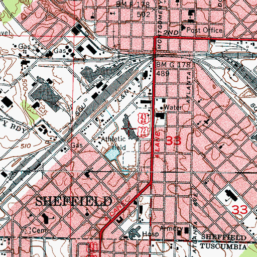 Topographic Map of Town Plaza Shopping Center, AL
