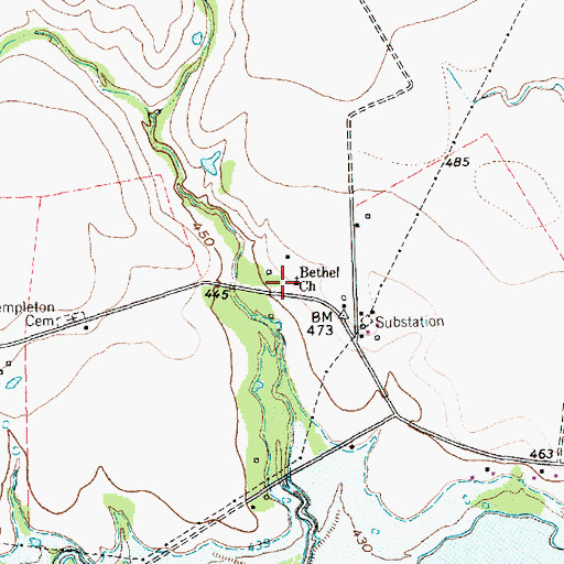 Topographic Map of Bethel Church, TX