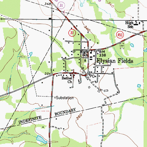 Topographic Map of Bethel Church, TX