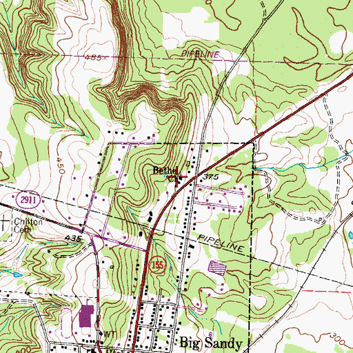 Topographic Map of Bethel Church, TX