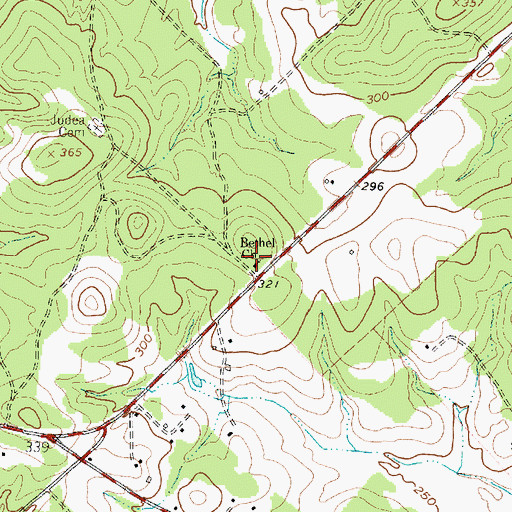 Topographic Map of Bethel Church, TX