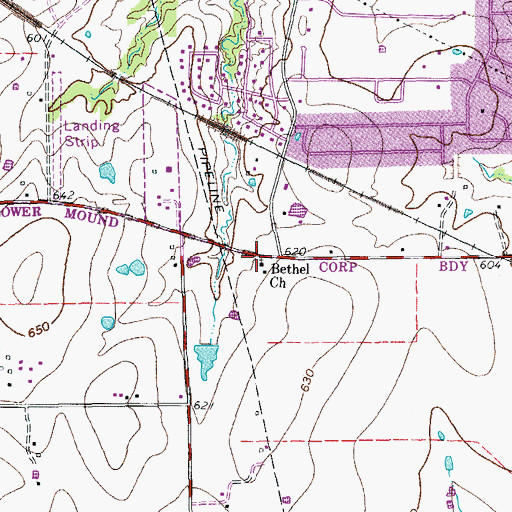 Topographic Map of Bethel Church, TX