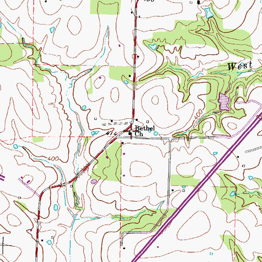Topographic Map of Bethel Church, TX