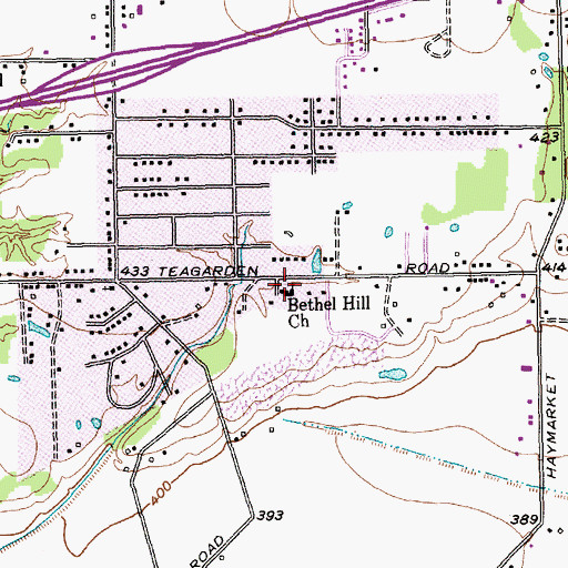 Topographic Map of Bethel Hill Church, TX