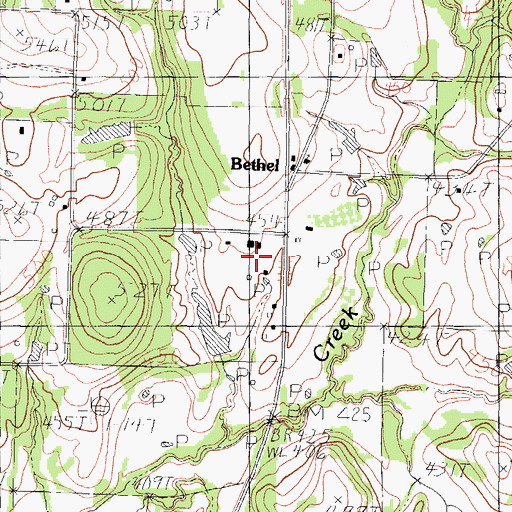 Topographic Map of Bethel School, TX