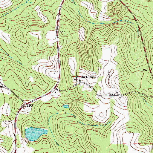 Topographic Map of Bethel-Cass Church, TX