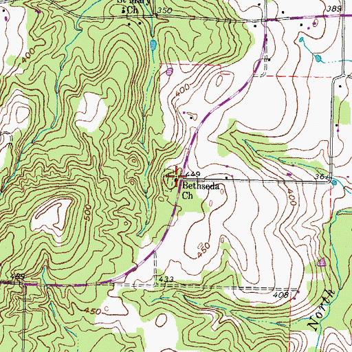 Topographic Map of Bethesda Church, TX