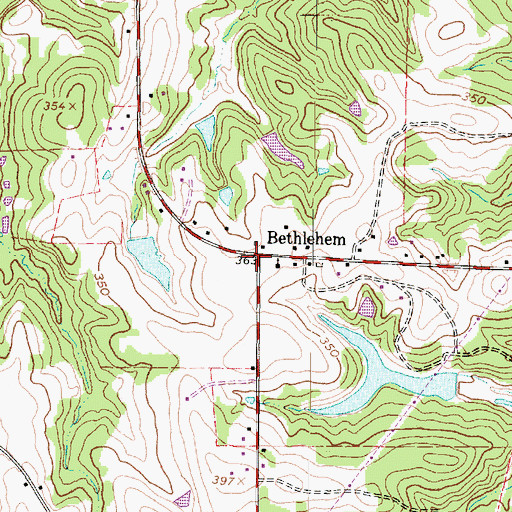 Topographic Map of Bethlehem, TX