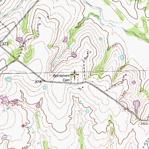 Topographic Map of Bethlehem Cemetery, TX