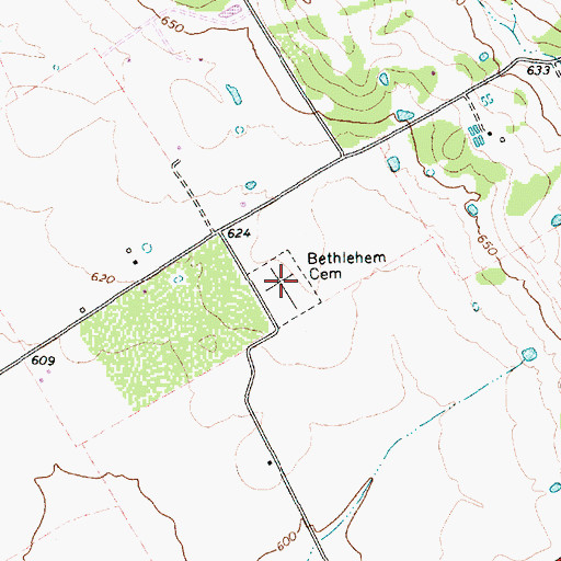 Topographic Map of Bethlehem Cemetery, TX