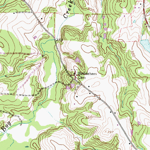 Topographic Map of Bethlehem Cemetery, TX