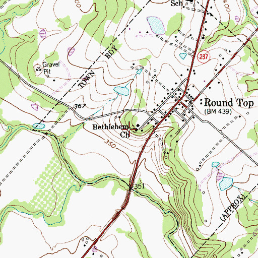 Topographic Map of Bethlehem Church, TX