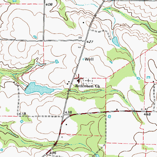 Topographic Map of Bethlehem Church, TX