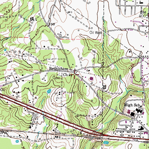 Topographic Map of Bethlehem Church, TX