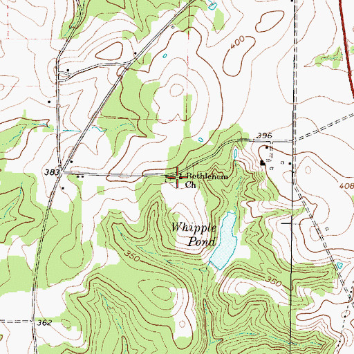 Topographic Map of Bethlehem Church, TX