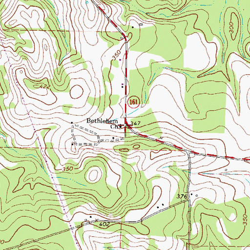 Topographic Map of Bethlehem Church, TX
