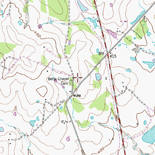 Topographic Map of Betts Chapel Cemetery, TX