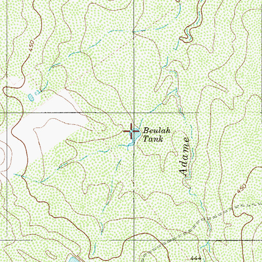 Topographic Map of Beulah Tank, TX