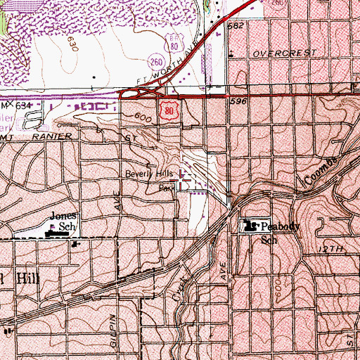 Topographic Map of Beverly Hills Park, TX