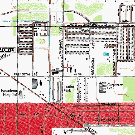 Topographic Map of Bible Institute of Texas, TX