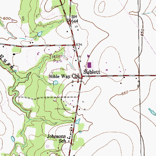 Topographic Map of Bible Way Church, TX