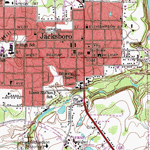 Topographic Map of Bibleway Chapel, TX