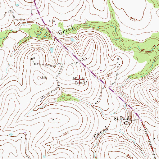 Topographic Map of Bittner Cemetery, TX