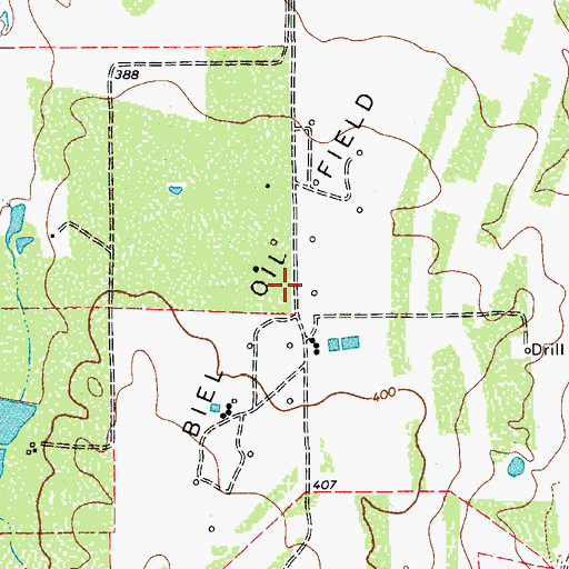 Topographic Map of Biel Oil Field, TX