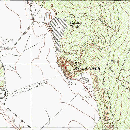 Topographic Map of Big Apache Hill, TX
