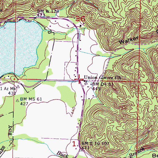 Topographic Map of Union Grove School (historical), AL
