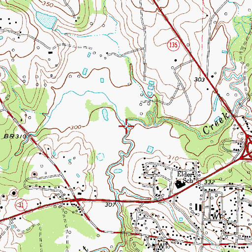 Topographic Map of Big Caney Creek, TX
