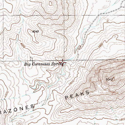 Topographic Map of Big Corazones Spring, TX