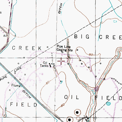 Topographic Map of Big Creek Oil Field, TX