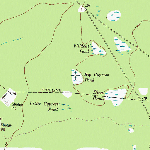 Topographic Map of Big Cypress Pond, TX
