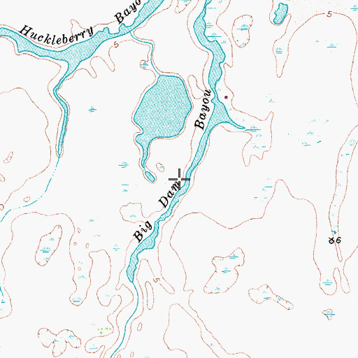 Topographic Map of Big Dam Bayou, TX