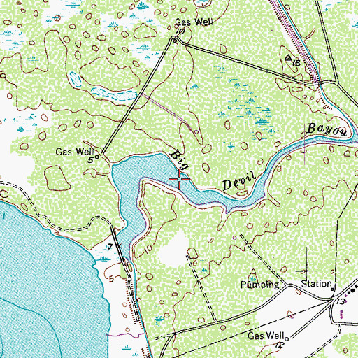Topographic Map of Big Devil Bayou, TX