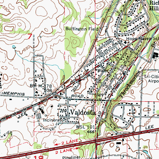 Topographic Map of Valdosta Church of Christ, AL