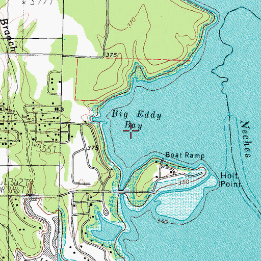 Topographic Map of Big Eddy Bay, TX