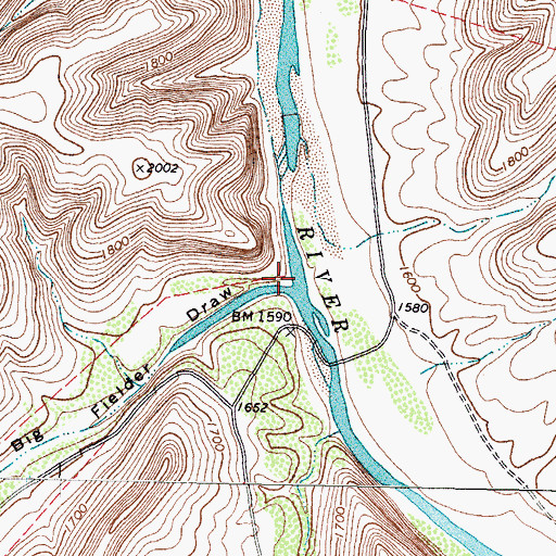 Topographic Map of Big Fielder Draw, TX
