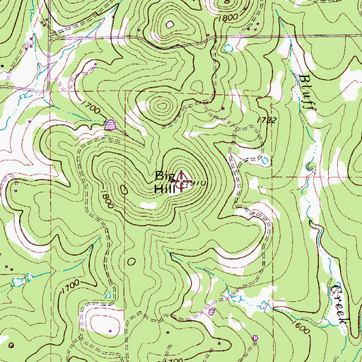 Topographic Map of Big Hill, TX
