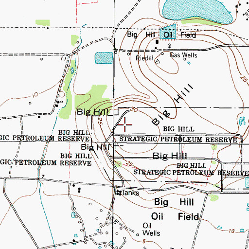 Topographic Map of Big Hill, TX