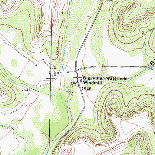 Topographic Map of Big Indian Waterhole Windmill, TX