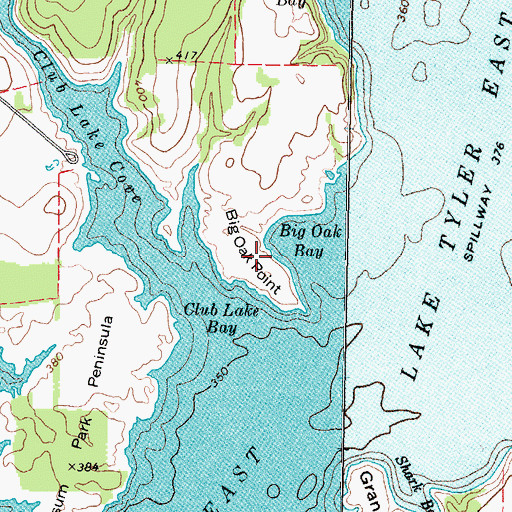 Topographic Map of Big Oak Point, TX